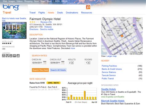 bing travel hotel rate indicator